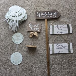 Wedding signs and fans